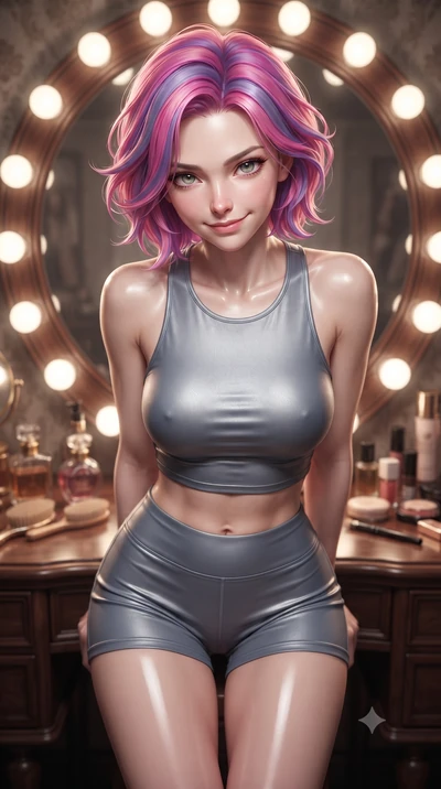 score_9, masterpiece, best quality, ultra-detailed, high-budget anime keyframe, editorial fashion photography, tasteful artistic composition, Caucasian woman. close-up cowboy shot from the waist and thighs up, the character dominates the composition,