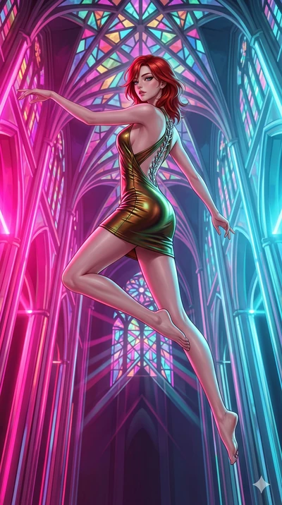 score_9, masterpiece, best quality, ultra-detailed, high-budget anime keyframe, editorial fashion photography, tasteful artistic composition, Korean woman. low angle full-body shot from head to toe showing her feet, filling the entire 9:16 vertical f