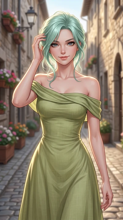 score_9, masterpiece, best quality, ultra-detailed, high-budget anime keyframe, editorial fashion photography, tasteful artistic composition, Japanese woman woman. close-up cowboy shot from the waist and thighs up, the character dominates the composi