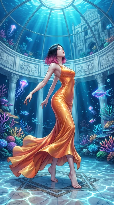 score_9, masterpiece, best quality, ultra-detailed, high-budget anime keyframe, editorial fashion photography, tasteful artistic composition, Korean woman. low angle full-body shot from head to toe showing her feet, filling the entire 9:16 vertical f