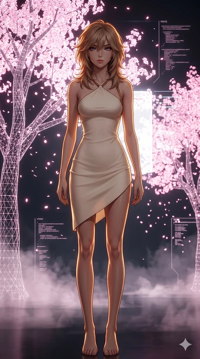 score_9, masterpiece, best quality, ultra-detailed, high-budget anime keyframe, editorial fashion photography, tasteful artistic composition, Japanese woman. cowboy shot from the thighs up, character and outfit filling the frame for maximum editorial