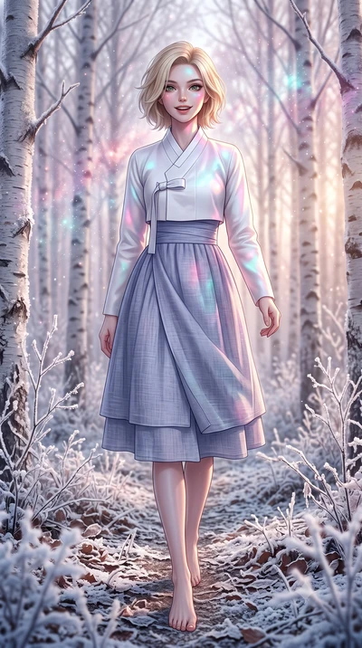 score_9, masterpiece, best quality, ultra-detailed, high-budget anime keyframe, editorial fashion photography, tasteful artistic composition, Caucasian woman, strictly human ears. low angle full-body shot from head to toe showing her feet, filling th