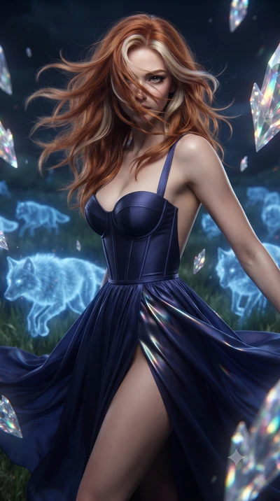 score_9, masterpiece, best quality, ultra-detailed, high-budget anime keyframe, editorial fashion photography, tasteful artistic composition, realistic cosplay photography, Caucasian woman, strictly human ears. close-up cowboy shot from the waist and