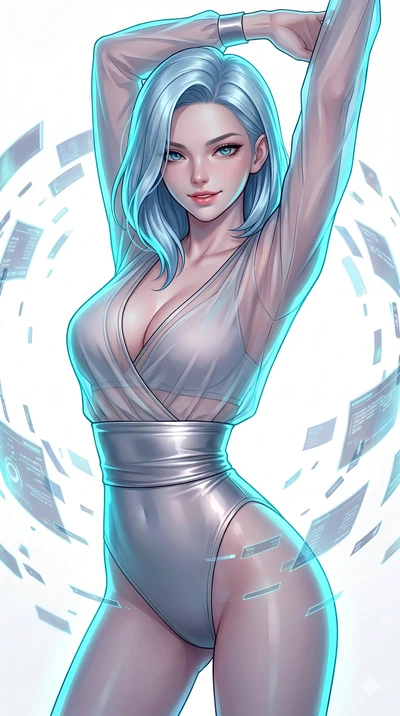 score_9, masterpiece, best quality, ultra-detailed, high-budget anime keyframe, editorial fashion photography, tasteful artistic composition, Korean woman. Upper body close-up from the thighs up, character filling the screen for maximum presence. She