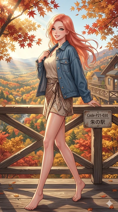 score_9, masterpiece, best quality, ultra-detailed, high-budget anime keyframe, vibrant anime aesthetic, Japanese woman. low angle full-body shot from head to toe showing her feet, filling the entire 9:16 vertical frame with her statuesque presence, 