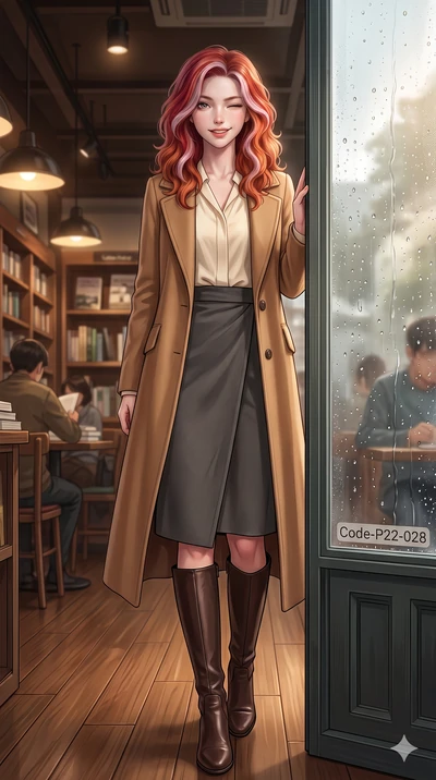 score_9, masterpiece, best quality, ultra-detailed, high-budget anime keyframe, vibrant anime aesthetic, Caucasian woman, strictly human ears. low angle full-body shot from head to toe showing her feet, filling the entire 9:16 vertical frame with her