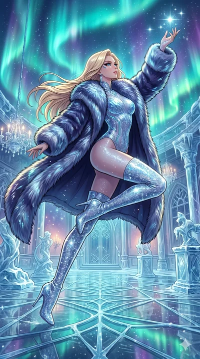 score_9, masterpiece, best quality, ultra-detailed, high-budget anime movie keyframe, cinematic anime lighting, intricate line art, Japanese woman. Low angle cowboy shot filling the entire 9:16 frame with her statuesque presence. leaping gracefully i
