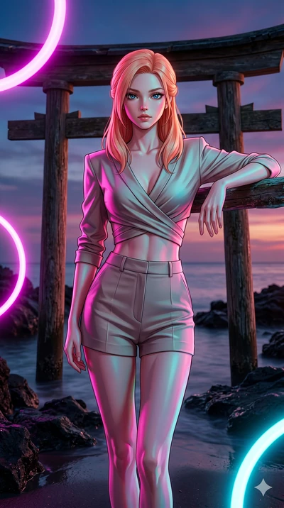 score_9, masterpiece, best quality, ultra-detailed, high-budget anime keyframe, editorial fashion photography, tasteful artistic composition, Japanese woman. cowboy shot from the thighs up, character and outfit filling the frame for maximum editorial