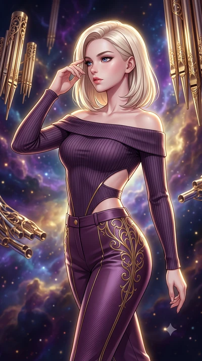 score_9, masterpiece, best quality, ultra-detailed, high-budget anime keyframe, editorial fashion photography, tasteful artistic composition, Caucasian woman. close-up cowboy shot from the waist and thighs up, the character dominates the composition,