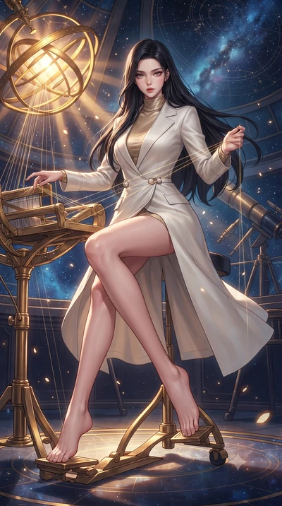 score_9, masterpiece, best quality, ultra-detailed, high-budget anime keyframe, editorial fashion photography, tasteful artistic composition, Korean woman. low angle full-body shot from head to toe showing her feet, filling the entire 9:16 vertical f