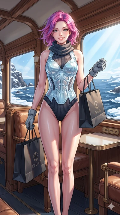 score_9, masterpiece, best quality, ultra-detailed, high-budget anime keyframe, vibrant anime aesthetic, Caucasian woman, strictly human ears. cowboy shot from the thighs up, character and outfit filling the frame for maximum presence. She is holding