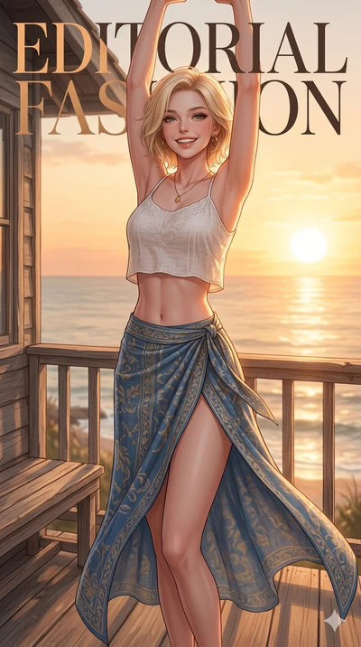 score_9, masterpiece, best quality, ultra-detailed, high-budget anime keyframe, editorial fashion photography, tasteful artistic composition, Caucasian woman, strictly human ears. cowboy shot from the thighs up, character and outfit filling the frame