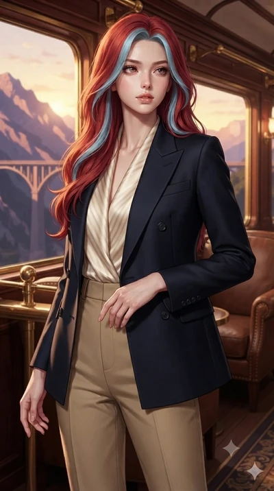 score_9, masterpiece, best quality, ultra-detailed, high-budget anime keyframe, editorial fashion photography, tasteful artistic composition, Caucasian woman, strictly human ears. close-up cowboy shot from the waist and thighs up, the character domin
