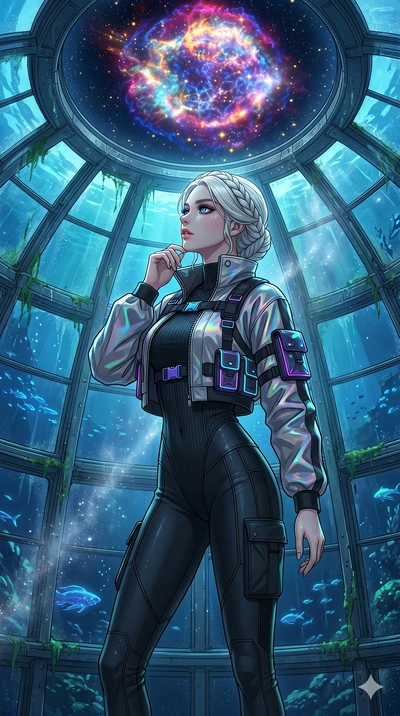 score_9, masterpiece, best quality, ultra-detailed, high-budget anime movie keyframe, cinematic anime lighting, intricate line art, Caucasian (strictly human ears) anime girl. Upper body filling screen focusing on her alluring features and slim-fit s