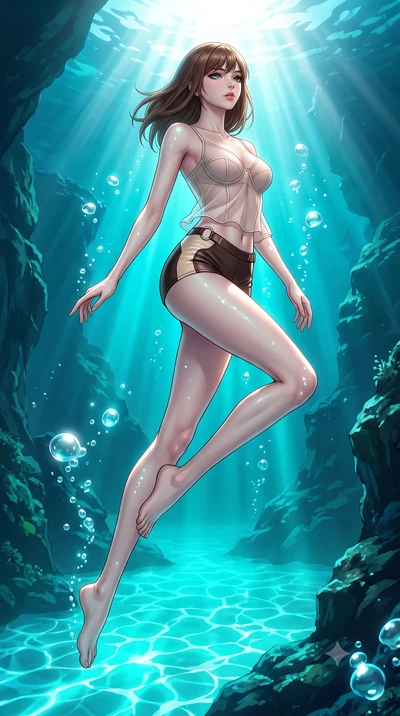 score_9, masterpiece, best quality, ultra-detailed, high-budget anime keyframe, editorial fashion photography, tasteful artistic composition, Korean woman. low angle full-body shot from head to toe showing her feet, filling the entire 9:16 vertical f
