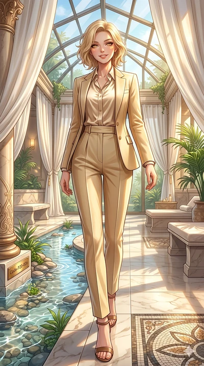 score_9, masterpiece, best quality, ultra-detailed, high-budget anime keyframe, vibrant anime aesthetic, Caucasian woman, strictly human ears. low angle full-body shot from head to toe showing her feet, filling the entire 9:16 vertical frame with her