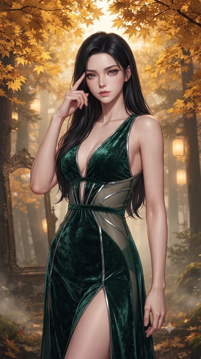 score_9, masterpiece, best quality, ultra-detailed, high-budget anime keyframe, editorial fashion photography, tasteful artistic composition, Korean woman. close-up cowboy shot from the waist and thighs up, the character dominates the composition, fi