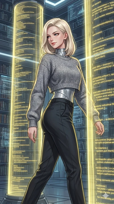 score_9, masterpiece, best quality, ultra-detailed, high-budget anime keyframe, editorial fashion photography, tasteful artistic composition, Caucasian woman, strictly human ears. Upper body close-up from the thighs up, character filling the screen f