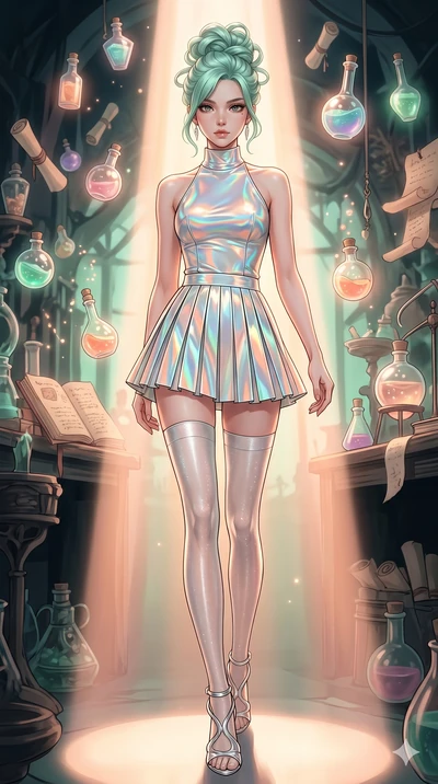 score_9, masterpiece, best quality, ultra-detailed, high-budget anime keyframe, editorial fashion photography, tasteful artistic composition, Japanese woman. low angle full-body shot from head to toe showing her feet, filling the entire 9:16 vertical