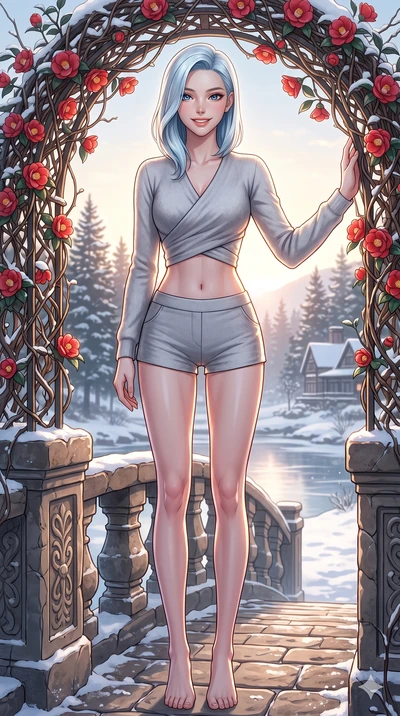 score_9, masterpiece, best quality, ultra-detailed, high-budget anime keyframe, vibrant anime aesthetic, Korean woman. cowboy shot from the thighs up, character and outfit filling the frame for maximum presence. She is posing with a radiant, confiden