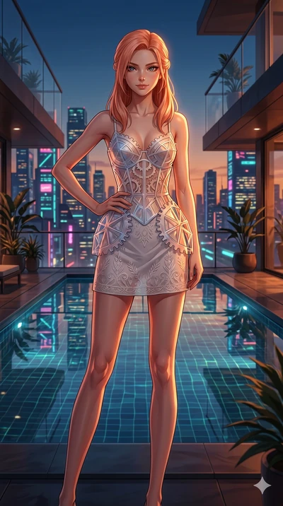 score_9, masterpiece, best quality, ultra-detailed, high-budget anime keyframe, editorial fashion photography, tasteful artistic composition, Japanese woman. cowboy shot from the thighs up, character and outfit filling the frame for maximum editorial