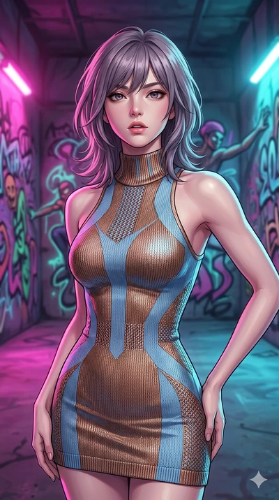 score_9, masterpiece, best quality, ultra-detailed, high-budget anime keyframe, editorial fashion photography, tasteful artistic composition, Japanese woman. close-up cowboy shot from the waist and thighs up, the character dominates the composition, 
