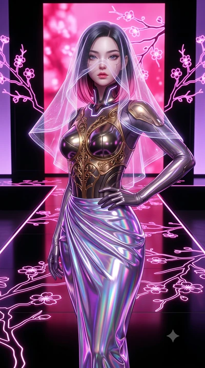 score_9, masterpiece, best quality, ultra-detailed, high-budget anime keyframe, editorial fashion photography, tasteful artistic composition, Korean woman. close-up cowboy shot from the waist and thighs up, the character dominates the composition, fi