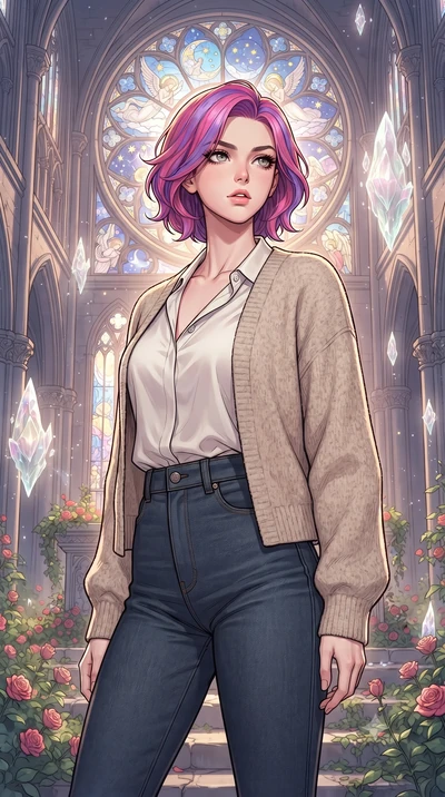 score_9, masterpiece, best quality, ultra-detailed, high-budget anime keyframe, gorgeous anime illustration, with clean line-art and distinct ink outlines, Caucasian woman, strictly human ears. close-up cowboy shot from the waist and thighs up, the c