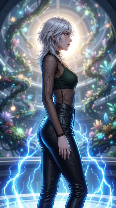 score_9, masterpiece, best quality, ultra-detailed, high-budget anime keyframe, editorial fashion photography, tasteful artistic composition, Japanese woman. close-up cowboy shot from the waist and thighs up, the character dominates the composition, 