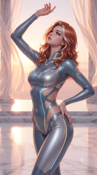 score_9, masterpiece, best quality, ultra-detailed, high-budget anime keyframe, editorial fashion photography, tasteful artistic composition, Caucasian woman. close-up cowboy shot from the waist and thighs up, the character dominates the composition,