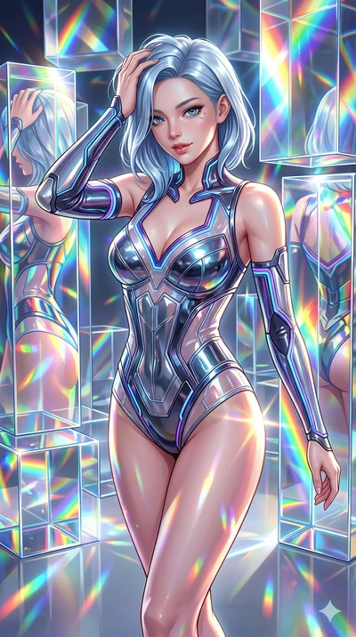 score_9, masterpiece, best quality, ultra-detailed, high-budget anime keyframe, semi-realistic 3D game render, Korean woman. Upper body close-up from the thighs up, character filling the screen for maximum presence. She is moving with dynamic energy,
