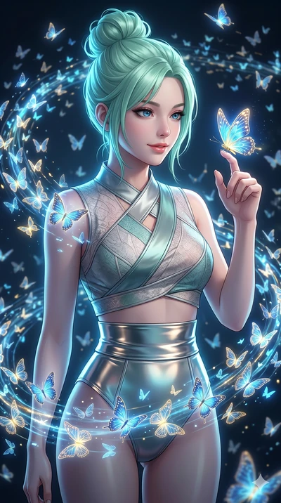 score_9, masterpiece, best quality, ultra-detailed, high-budget anime keyframe, editorial fashion photography, tasteful artistic composition, Japanese woman. Upper body close-up from the thighs up, character filling the screen for maximum presence. S