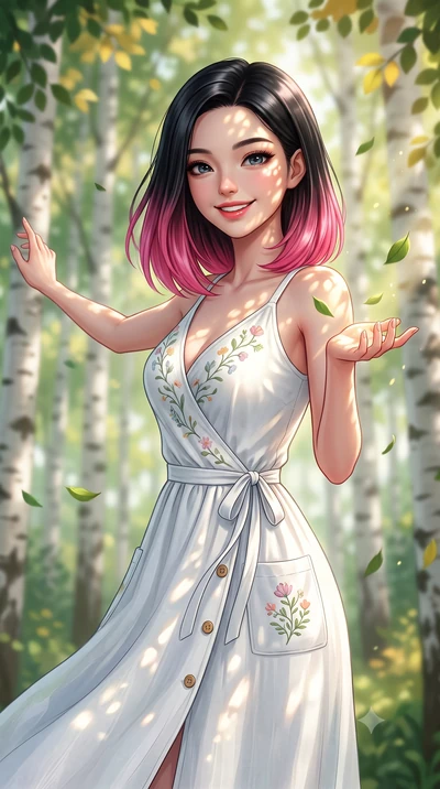 score_9, masterpiece, best quality, ultra-detailed, high-budget anime keyframe, semi-realistic 3D game render, editorial fashion photography, tasteful artistic composition, Korean woman. close-up cowboy shot from the waist and thighs up, the characte