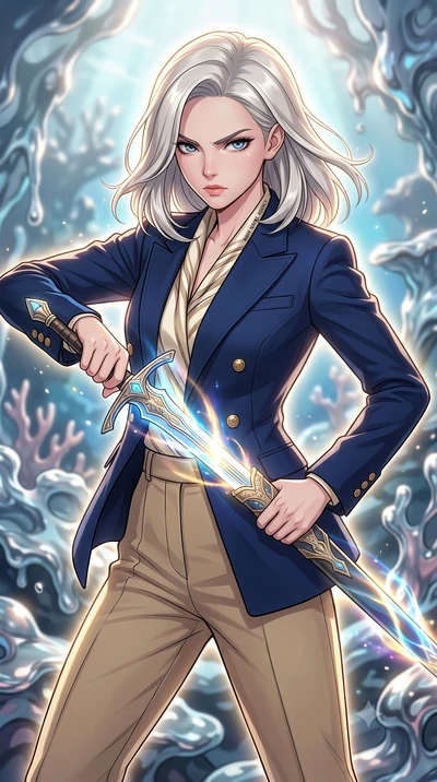 score_9, masterpiece, best quality, ultra-detailed, high-budget anime keyframe, clean line-art, cel-shading, Caucasian woman, strictly human ears. close-up cowboy shot from the waist and thighs up, the character dominates the composition, filling the