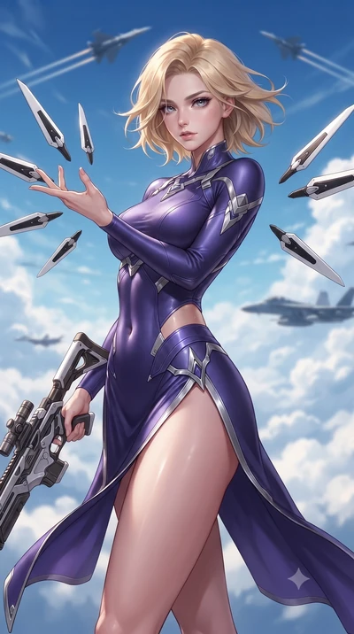 score_9, masterpiece, best quality, ultra-detailed, high-budget anime keyframe, editorial fashion photography, tasteful artistic composition, Caucasian woman. close-up cowboy shot from the waist and thighs up, the character dominates the composition,