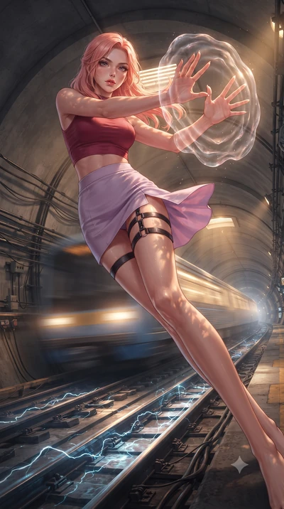 score_9, masterpiece, best quality, ultra-detailed, high-budget anime keyframe, editorial fashion photography, tasteful artistic composition, realistic cosplay photography, Japanese woman. low angle full-body shot from head to toe showing her feet, f