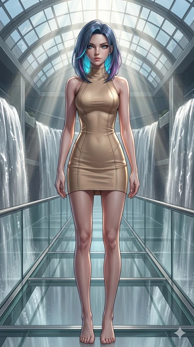 score_9, masterpiece, best quality, ultra-detailed, high-budget anime keyframe, editorial fashion photography, tasteful artistic composition, Caucasian woman, strictly human ears. cowboy shot from the thighs up, character and outfit filling the frame