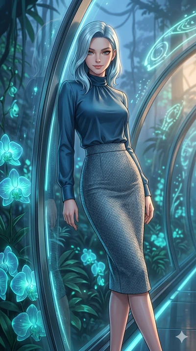 score_9, masterpiece, best quality, ultra-detailed, high-budget anime keyframe, editorial fashion photography, tasteful artistic composition, Korean woman. cowboy shot from the thighs up, character and outfit filling the frame for maximum editorial p