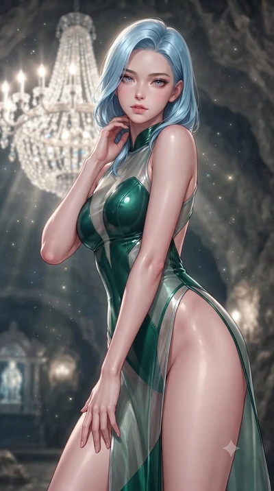 score_9, masterpiece, best quality, ultra-detailed, high-budget anime keyframe, editorial fashion photography, tasteful artistic composition, Korean woman. close-up cowboy shot from the waist and thighs up, the character dominates the composition, fi