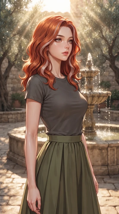 score_9, masterpiece, best quality, ultra-detailed, high-budget anime keyframe, editorial fashion photography, tasteful artistic composition, Caucasian woman woman. close-up cowboy shot from the waist and thighs up, the character dominates the compos