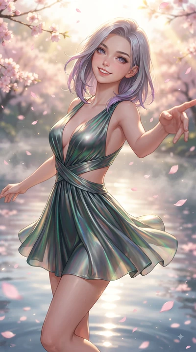 score_9, masterpiece, best quality, ultra-detailed, high-budget anime keyframe, editorial fashion photography, tasteful artistic composition, Caucasian woman. close-up cowboy shot from the waist and thighs up, the character dominates the composition,