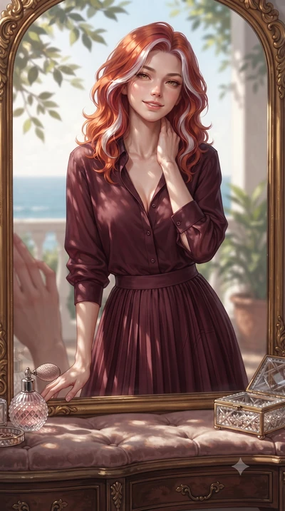 score_9, masterpiece, best quality, ultra-detailed, high-budget anime keyframe, editorial fashion photography, tasteful artistic composition, Caucasian woman. close-up cowboy shot from the waist and thighs up, the character dominates the composition,