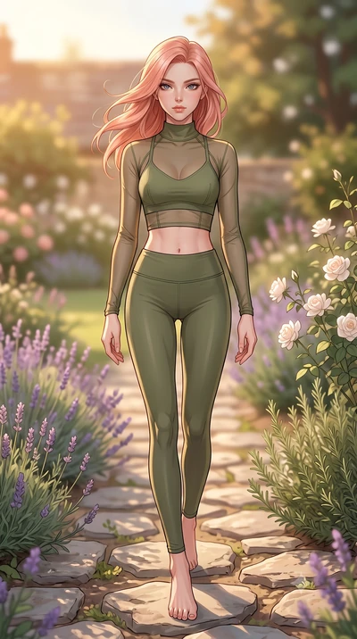 score_9, masterpiece, best quality, ultra-detailed, high-budget anime keyframe, editorial fashion photography, tasteful artistic composition, Japanese woman woman. low angle full-body shot from head to toe showing her feet, filling the entire 9:16 ve