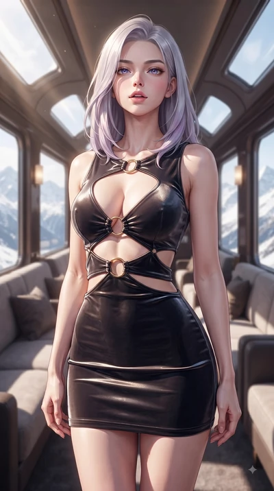 score_9, masterpiece, best quality, ultra-detailed, high-budget anime keyframe, editorial fashion photography, tasteful artistic composition, Caucasian woman woman. close-up cowboy shot from the waist and thighs up, the character dominates the compos