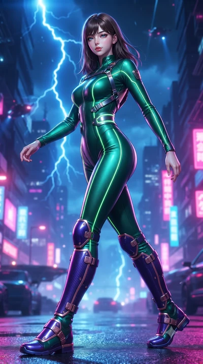 score_9, masterpiece, best quality, ultra-detailed, high-budget anime keyframe, editorial fashion photography, tasteful artistic composition, Korean woman. low angle full-body shot from head to toe showing her feet, filling the entire 9:16 vertical f