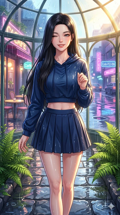 score_9, masterpiece, best quality, ultra-detailed, high-budget anime keyframe, vibrant anime aesthetic, Korean woman. close-up cowboy shot from the waist and thighs up, the character dominates the composition, filling the frame with her large presen
