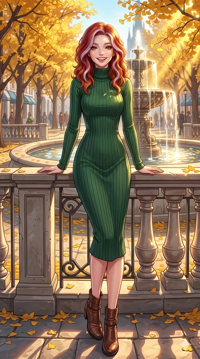 score_9, masterpiece, best quality, ultra-detailed, high-budget anime keyframe, vibrant anime aesthetic, Caucasian woman, strictly human ears. low angle full-body shot from head to toe showing her feet, filling the entire 9:16 vertical frame with her