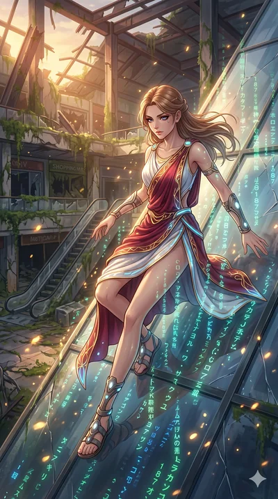 score_9, masterpiece, best quality, ultra-detailed, Set A: High-budget Anime Keyframe, Caucasian (human ears) woman. Upper body close-up from the thighs up, character filling the screen for maximum presence. Theme: Ethereal Dream. sliding down a glas