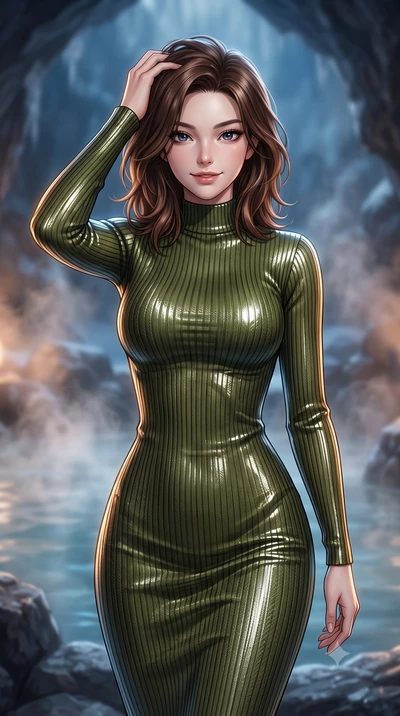 score_9, masterpiece, best quality, ultra-detailed, high-budget anime keyframe, editorial fashion photography, tasteful artistic composition, Korean woman. close-up cowboy shot from the waist and thighs up, the character dominates the composition, fi