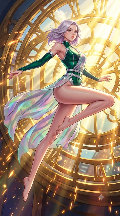 score_9, masterpiece, best quality, ultra-detailed, high-budget anime keyframe, editorial fashion photography, tasteful artistic composition, Caucasian woman. low angle full-body shot from head to toe showing her feet, filling the entire 9:16 vertica